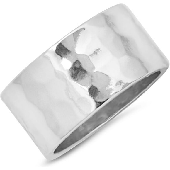 925 Sterling Silver Plated Wide Band Ring for Women - Hypoallergenic Boho Size
